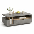 Couchtisch 120x70x40 cm MDF Schublade offene Fächer Grau Eiche
