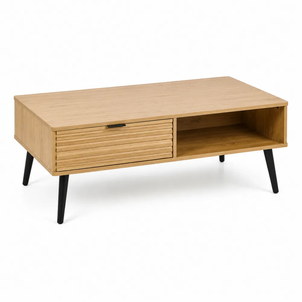Couchtisch 120 x 60 x 45 cm MDF Holzwerkstoff Rechteckig Eiche Schwarz