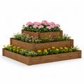Hochbeet Holz Pflanzkasten 3 Etagen rechteckig Braun 180 x 120 x 60 cm