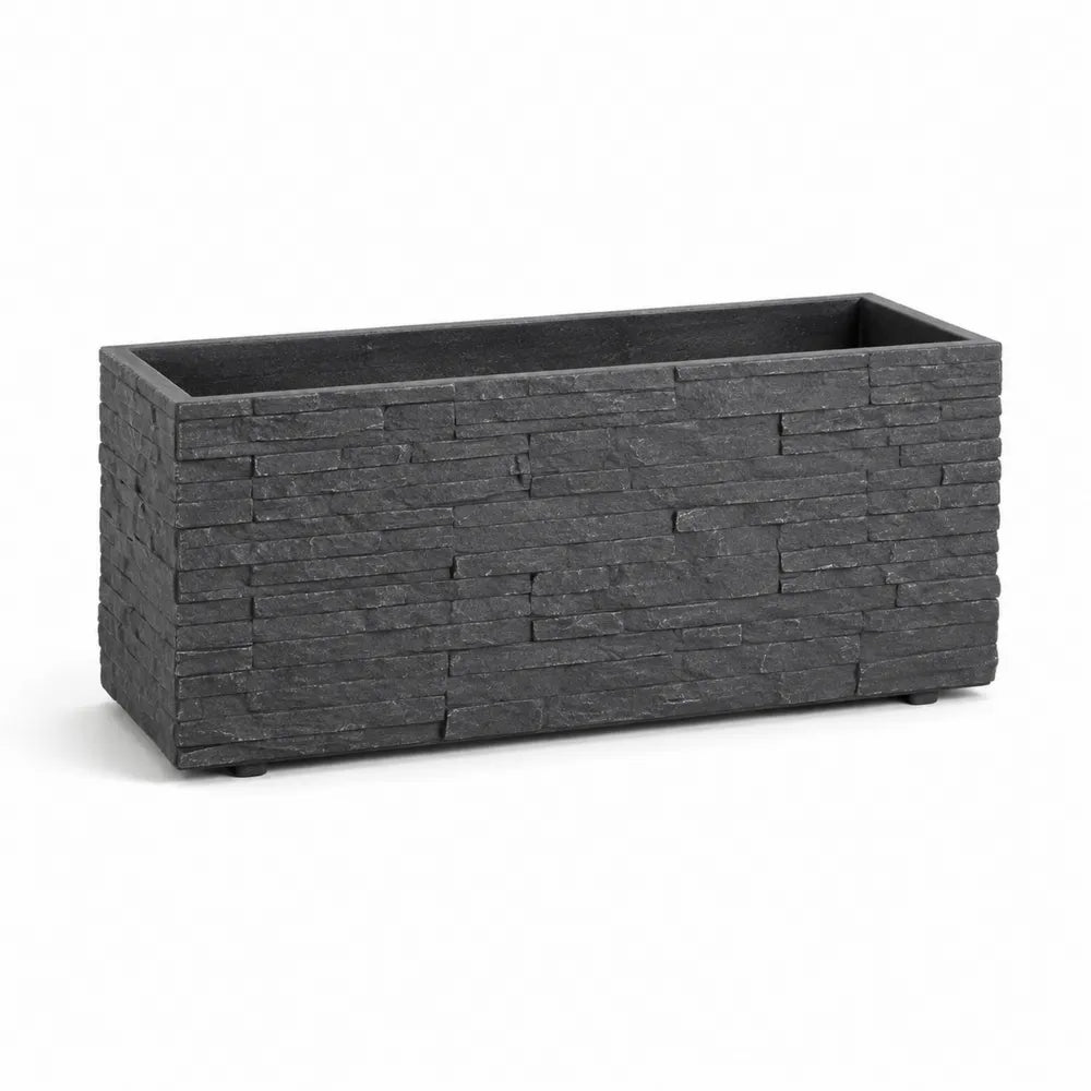 Pflanzkasten Blumenkasten rechteckig 100 x 40 x 40 cm Polypropylen Kunststoff Steinoptik Anthrazit