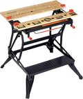 BLACK+DECKER WM825-XJ Werkbank und Werktisch – mit Spannbacken, klappbar, verstellbar, 74 × 25 cm, 250 kg, schwarz