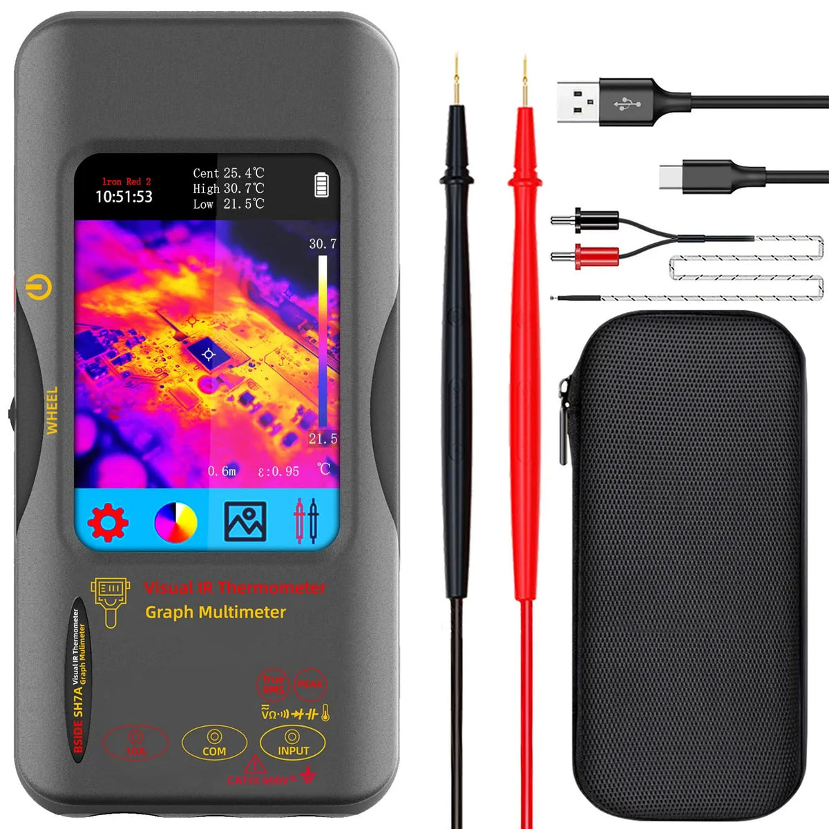 Wärmebildkamera – SH7A, mit Kamera, Touch-Display, 25Hz, 20000 W, 15 W, für Fahrzeugpflege, BSIDE SH7A