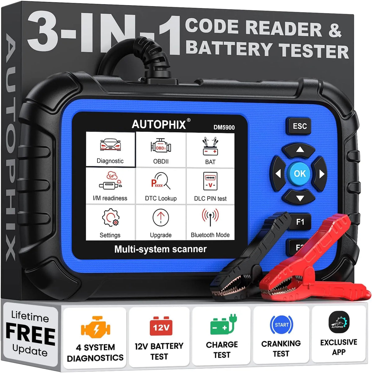 4 Systeme Auto Diagnosegerät für ABS: Bluetooth-Konnektivität, 12V, für Fahrzeugpflege, AUTOPHIX OBD2