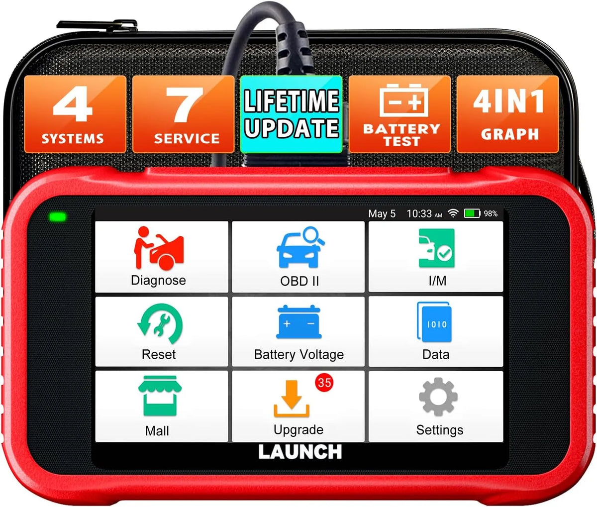 LAUNCH CRP123E OBD2 Diagnosegerät Auto Auslesegerät Kfz-Codeleser für Motor, für Fahrzeugpflege
