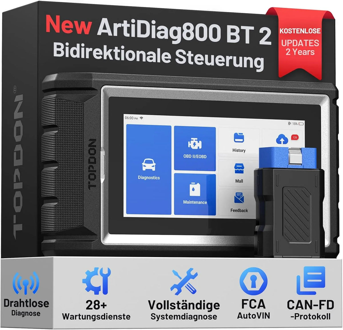 TOPDON ArtiDiag800 OBD2 ArtiDiag800 BT 2 OBD2 Diagnosegerät: Bluetooth-Konnektivität