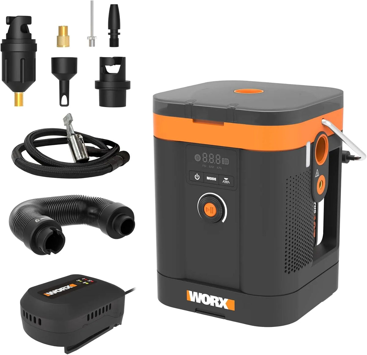 WORX WX098 Akku-Kompressor 20V, Akku-Betrieb, LED-Anzeige, mit Display, 10,3 bar, 2.0Ah