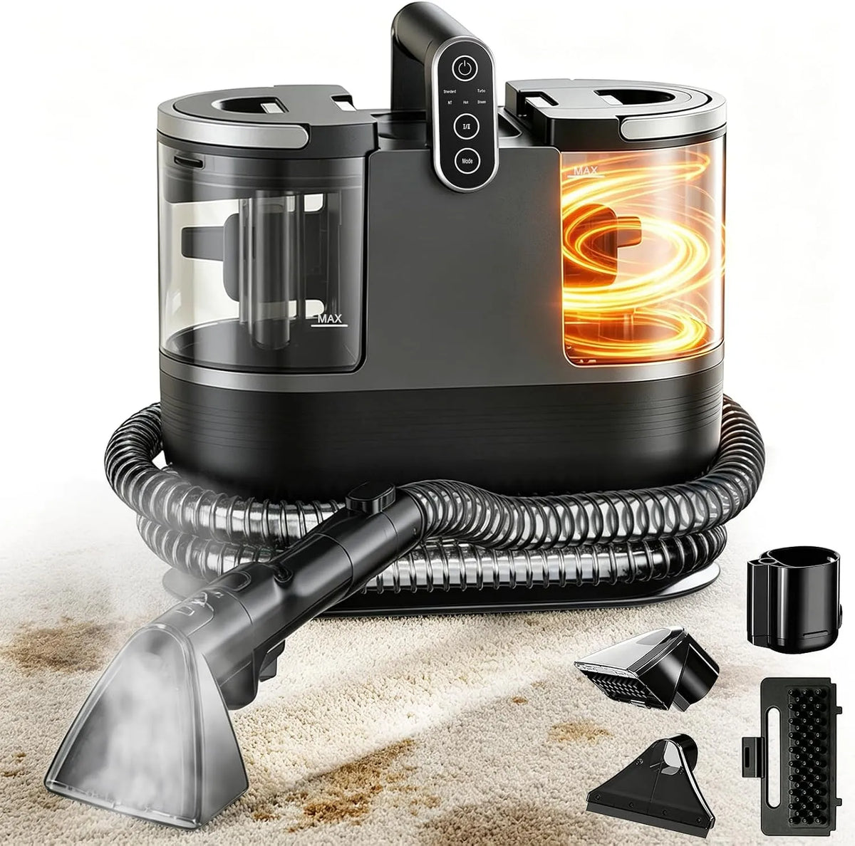 Dampfreiniger: beheizt, 100°C, 1700W, für Teppiche und Polster