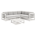 Gartensofa Set 4-teilig Aluminiumrahmen Polyester Kissen Ecksofa Weiß 250 x 250 x 70 cm
