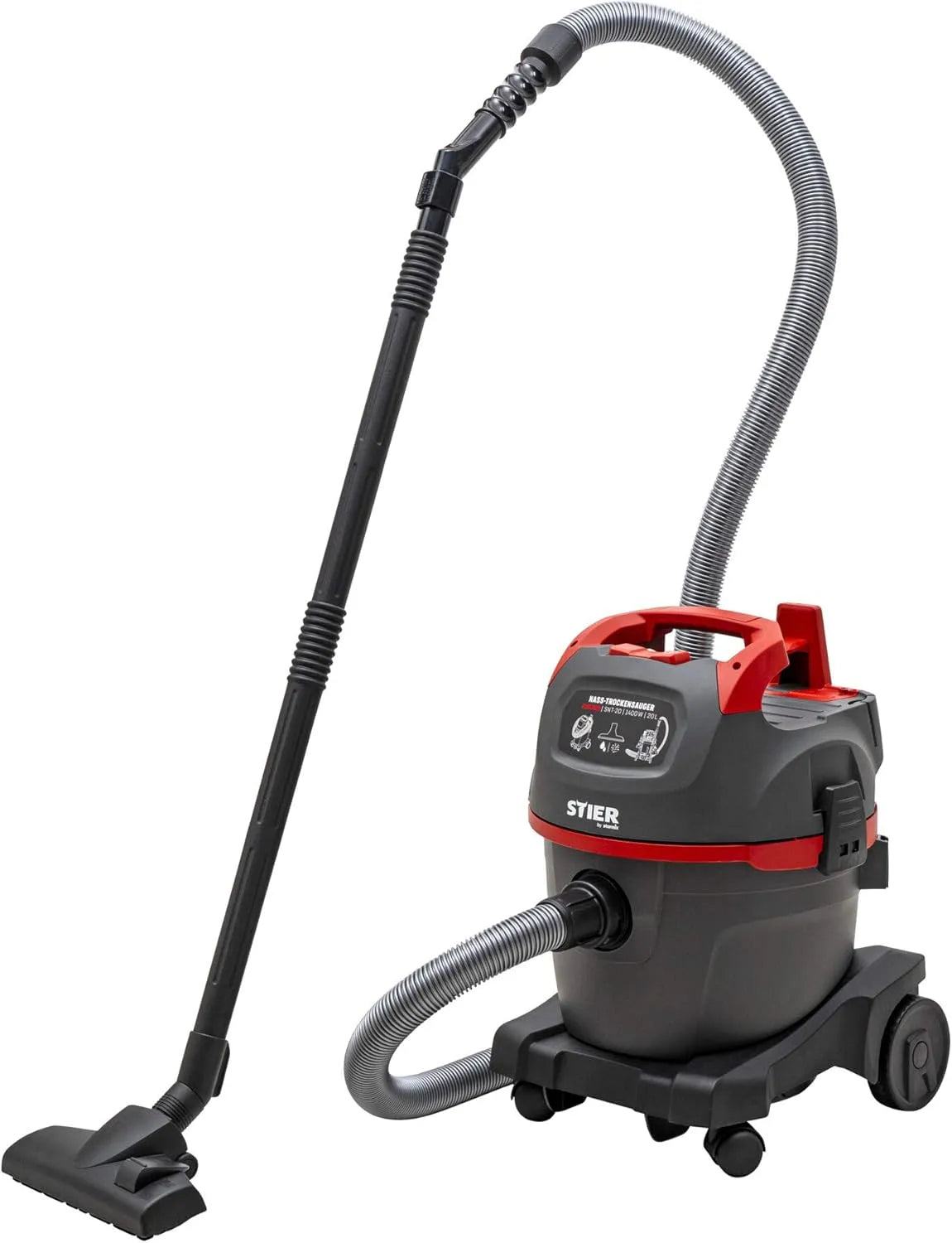 Nass-Trockensauger und Industriesauger – SNT-20,8m, 20L, 1400W, für Werkstatt und Heimwerken, STIER SNT-20