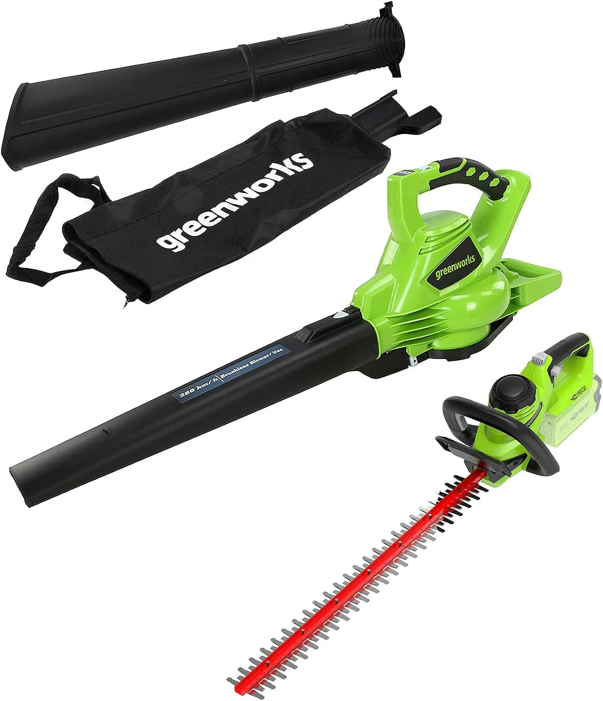 Greenworks 40V GD40BV Laubsauger und Laubbläser, Akku-Betrieb, 2in1, 61cm, 27mm