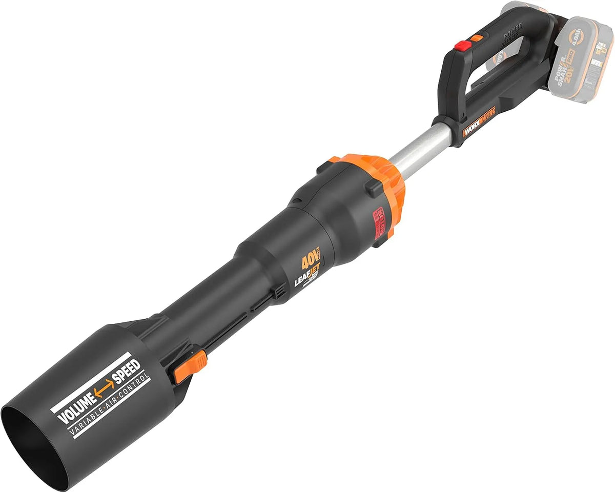 WORX WG585E Laubbläser zum schnellen Säubern von Wegen, Einfahrten und Rasenflächen, WG585E.9, Akku-Betrieb, 40V