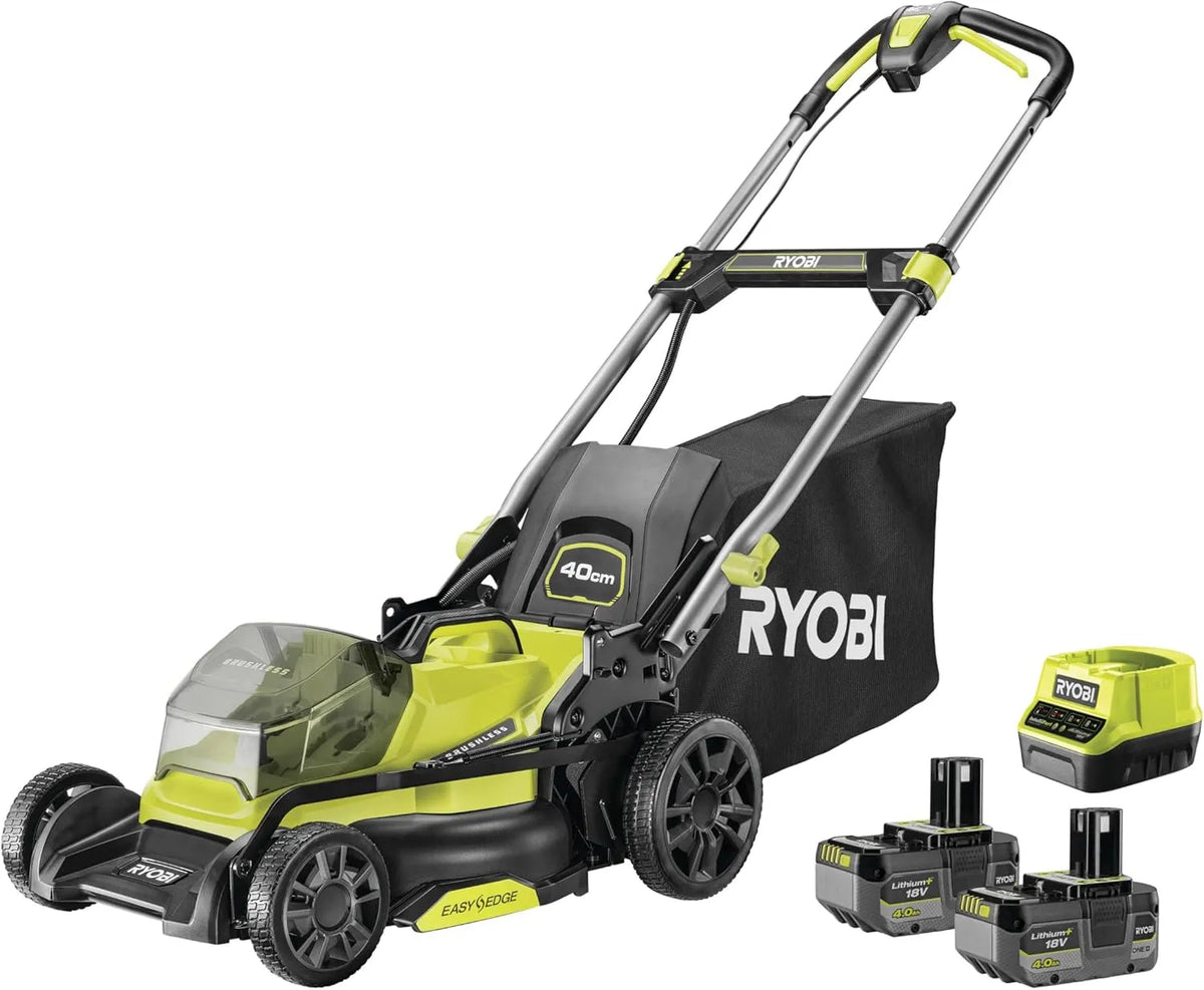 Ryobi 18 RY18LMX40C- Rasenmäher für einen gleichmäßigen Schnitt bei der regelmäßigen Grünpflege – ONE, Akku-Betrieb, 40 cm, 18 V, für die Gartenpflege