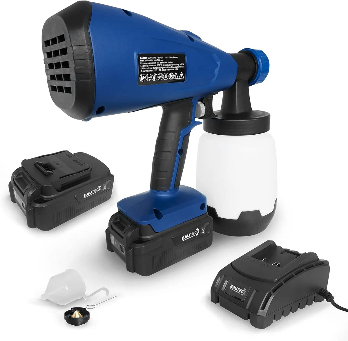 Farbsprühgerät und Farbsprühsystem – Akku-Betrieb, 4.0 Ah, 850 W