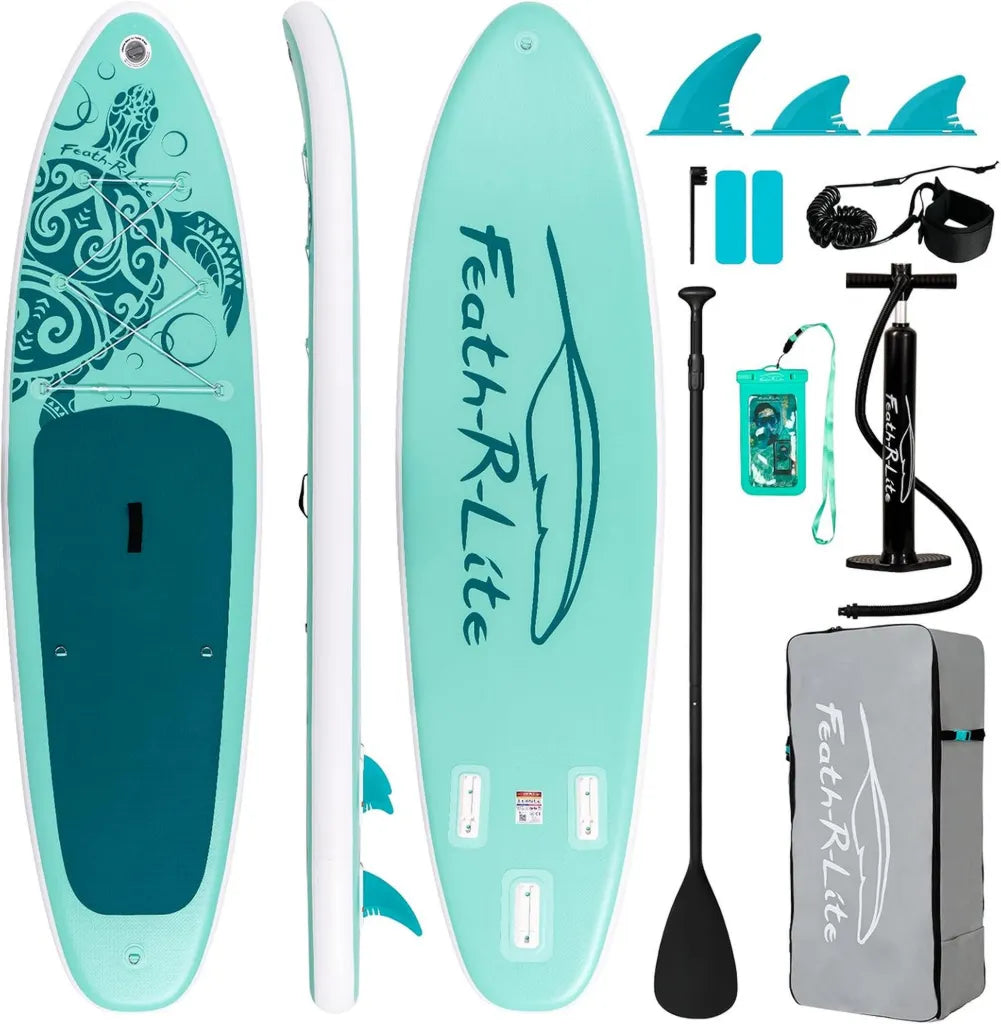 FEATH-R-LITE Aufblasbares SUP Board mit viel Zubehör, rutschfestes Design für Erwachsene und Jugendliche