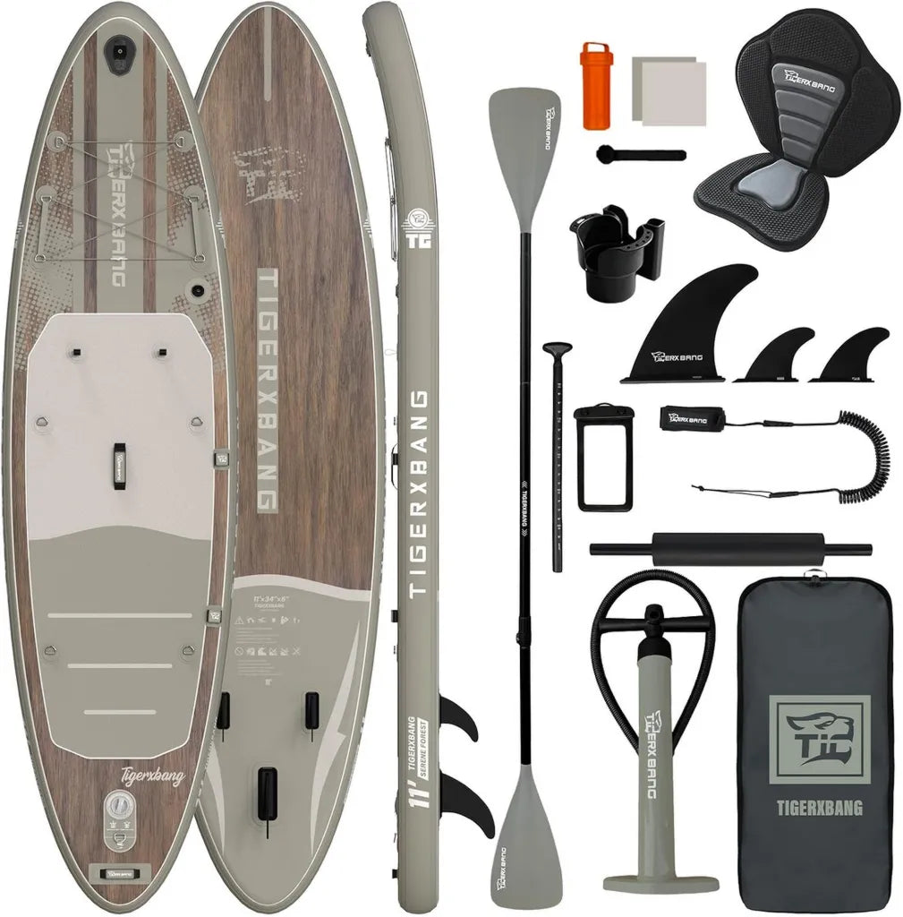 TIGERXBANG Aufblasbares Stand Up Paddle Board Set für Erwachsene und Kinder, ISUP-Surfbrett in Rosa/Grün