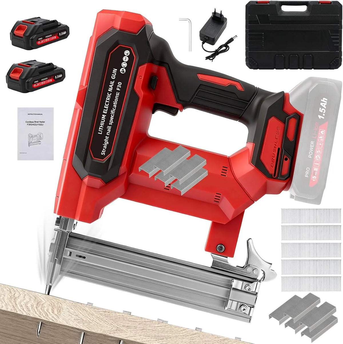 Akku-Nagler und Elektrotacker, Akku-Betrieb, aus Holz, 2 In 1, für Holzbearbeitung