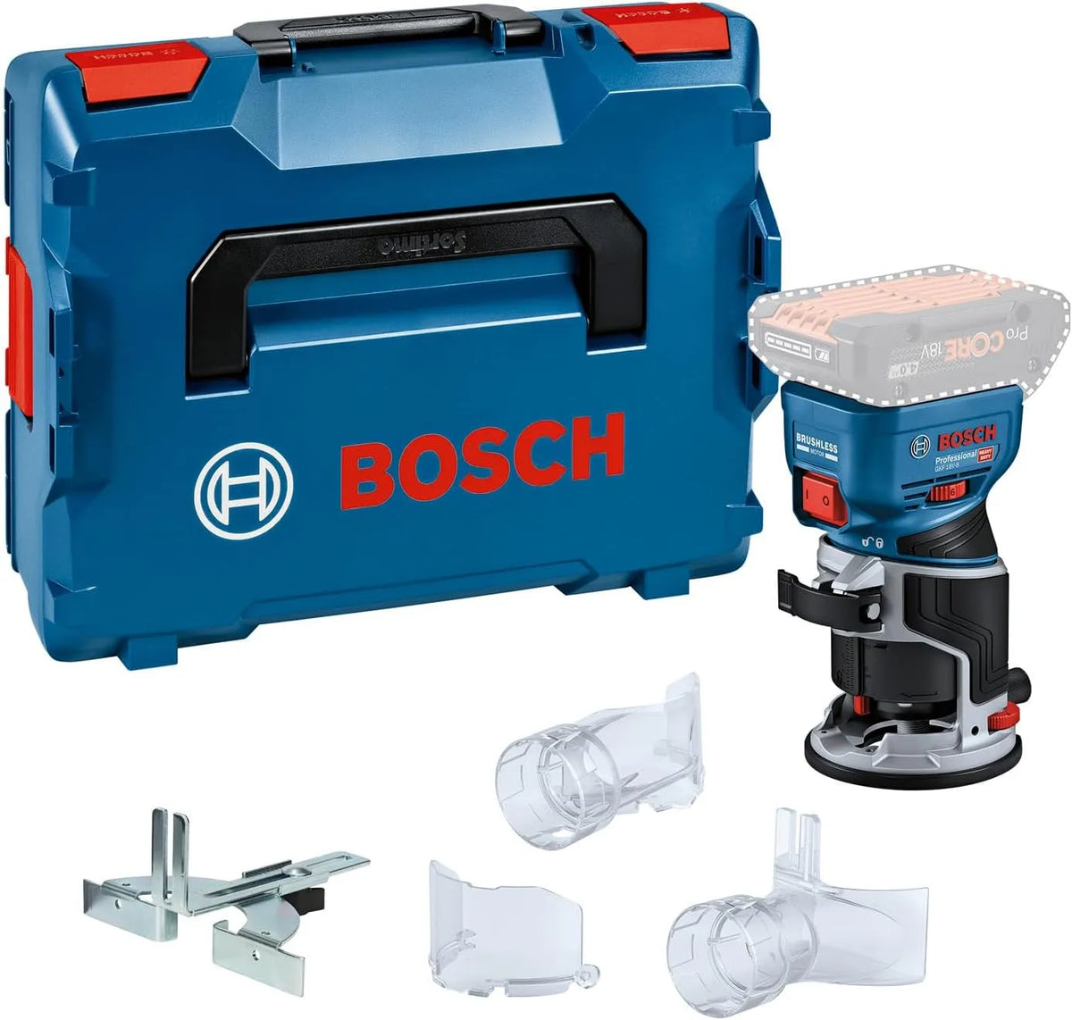 Bosch PRO 18V System Akku-Kantenfräse GKF 18V-8 inkl. Parallelanschlag – Akku-Betrieb