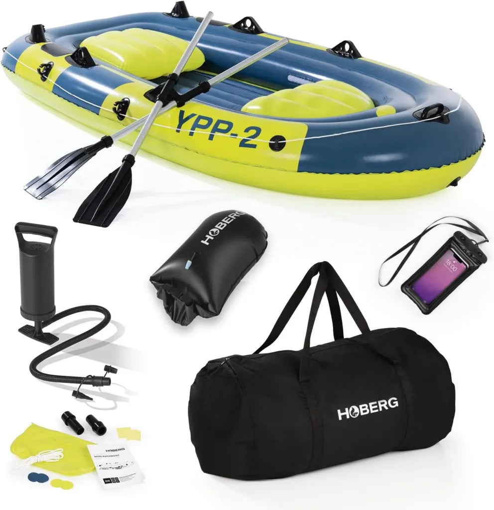 Aufblasbares 2-Personen-Schlauchboot mit Zubehör, belastbar bis 265 kg