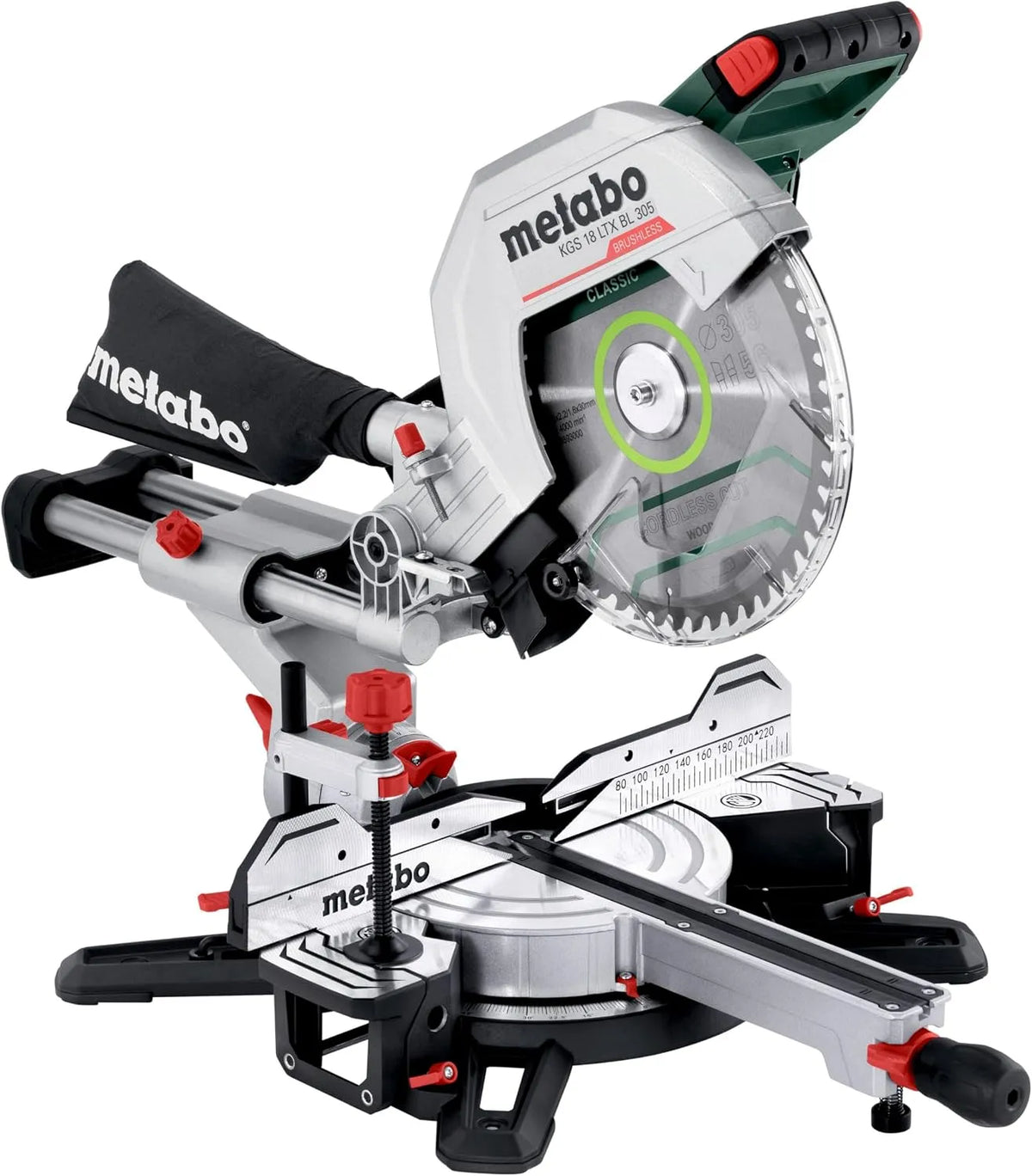 Metabo KGS 18 KGS 18 LTX BL 305 Akku-Gehrungssäge für genaue Quer- und Winkelschnitte bei der Materialbearbeitung: Akku-Betrieb, 305 mm