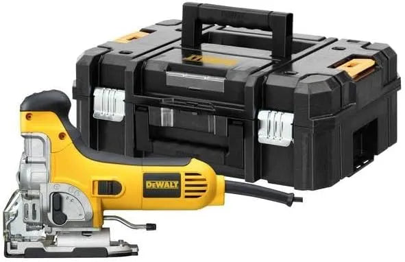 Stichsäge für präzise Kurvenschnitte und saubere Ausschnitte im Werkstück; DeWalt DW333KT-QS Stichsägen Set DW333KT-QS