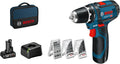 Bosch Professional 12V System Akku Bohrschrauber zum Bohren und zügigen Befestigen bei Montagearbeiten GSR 12V-15 39 tlg. Zubehörset – Akku-Betrieb