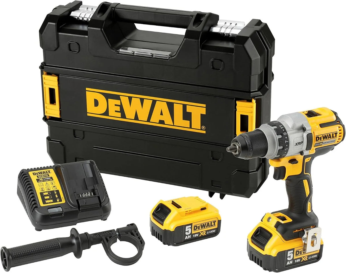 DeWalt 18V DCD991P2 18V 3-Gang Akku-Bohrschrauber DCD991P2 mit Vollmetallgetriebe: Akku-Betrieb, LED-Anzeige, 5,0 Ah, für Metallbearbeitung