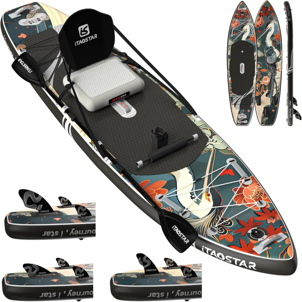 iTAOSTAR 11'6' x 35' Aufblasbares SUP Board mit Sitz – Breites und Stabil für Erwachsene – Ideal für Yoga, Surfen, Angeln – Komplettes Zubehörset Inklusive