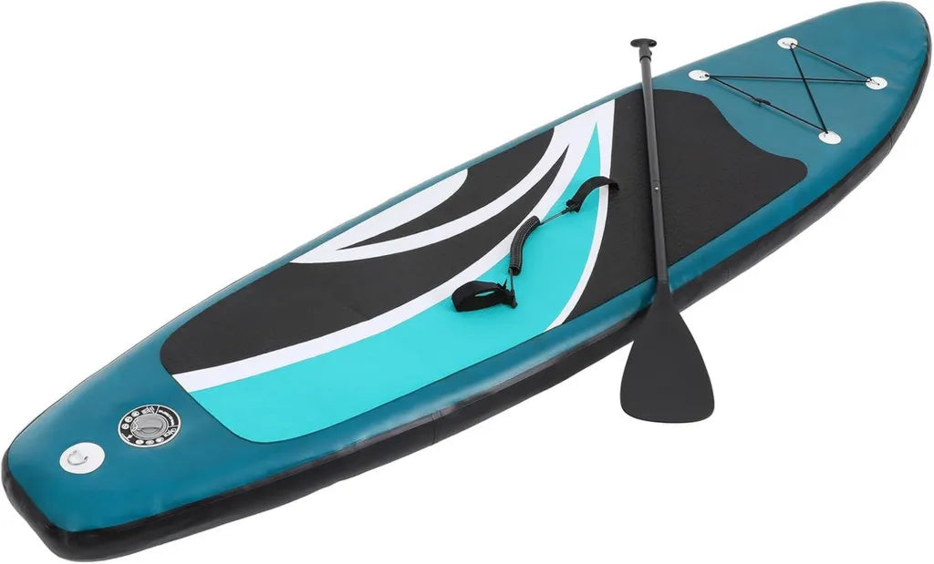 Hochwertiges aufblasbares SUP Board 305 cm, Set inkl. Pumpe, Paddel & Zubehör, Tragkraft bis 150 kg, rutschfest, ideal für Meer, See & Surf, tragbar, Grün