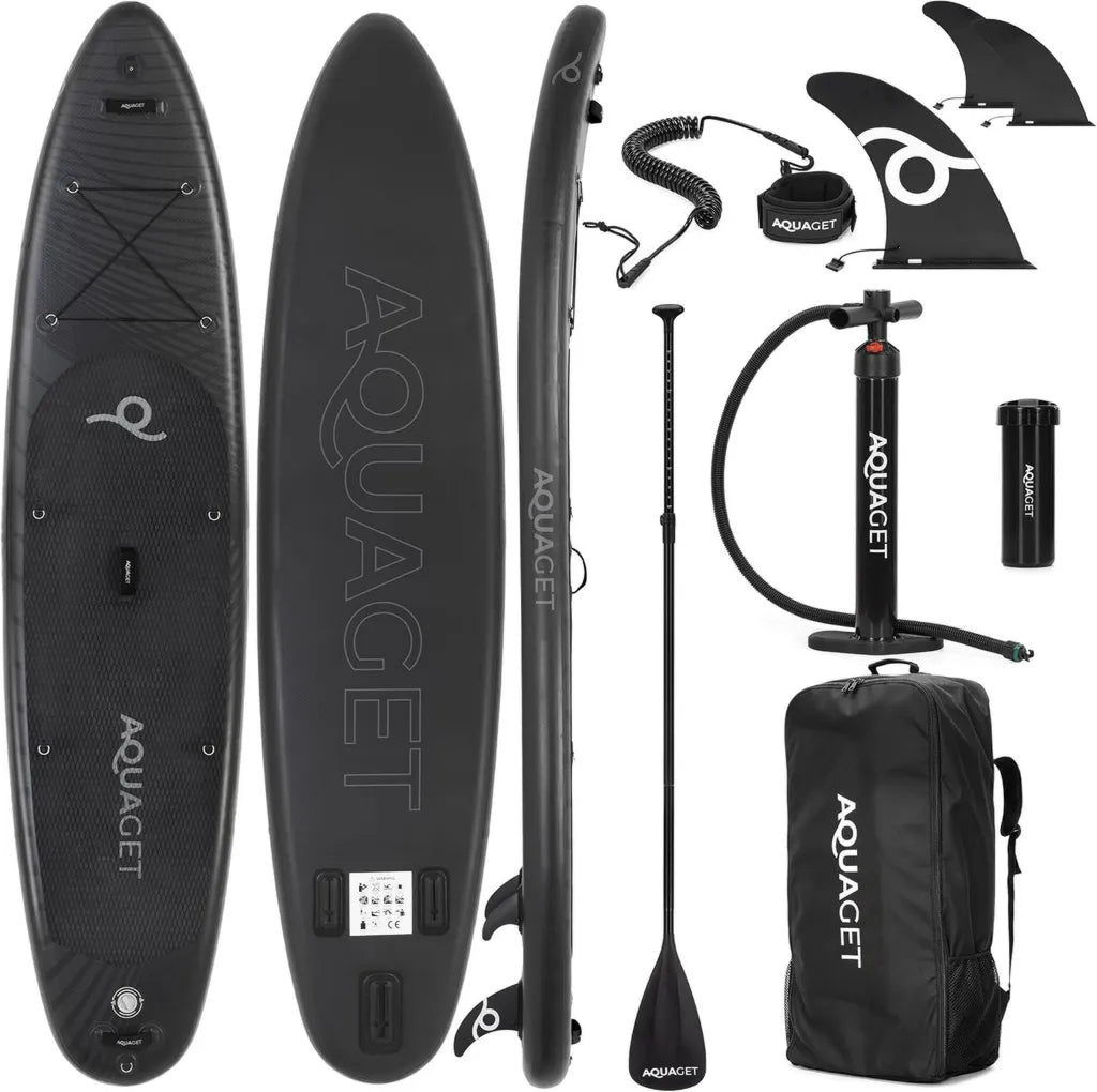 Allround SUP Board Set aufblasbar 320-350 cm mit Kajak-Sitz, Paddel, Pumpe, Rucksack und Leine