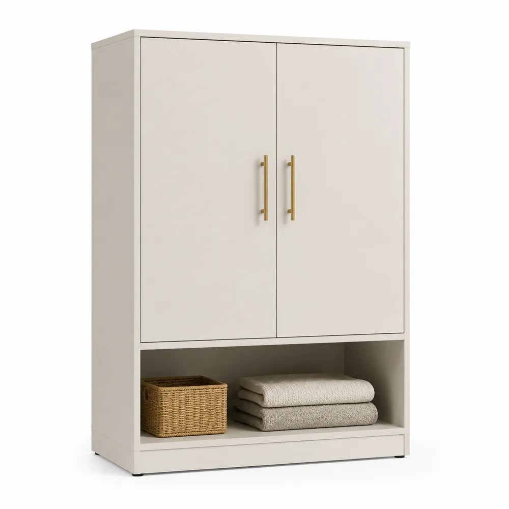 Kleiderschrank 120 x 50 cm MDF mit 2 Türen Ablagefach Weiß Rechteckig