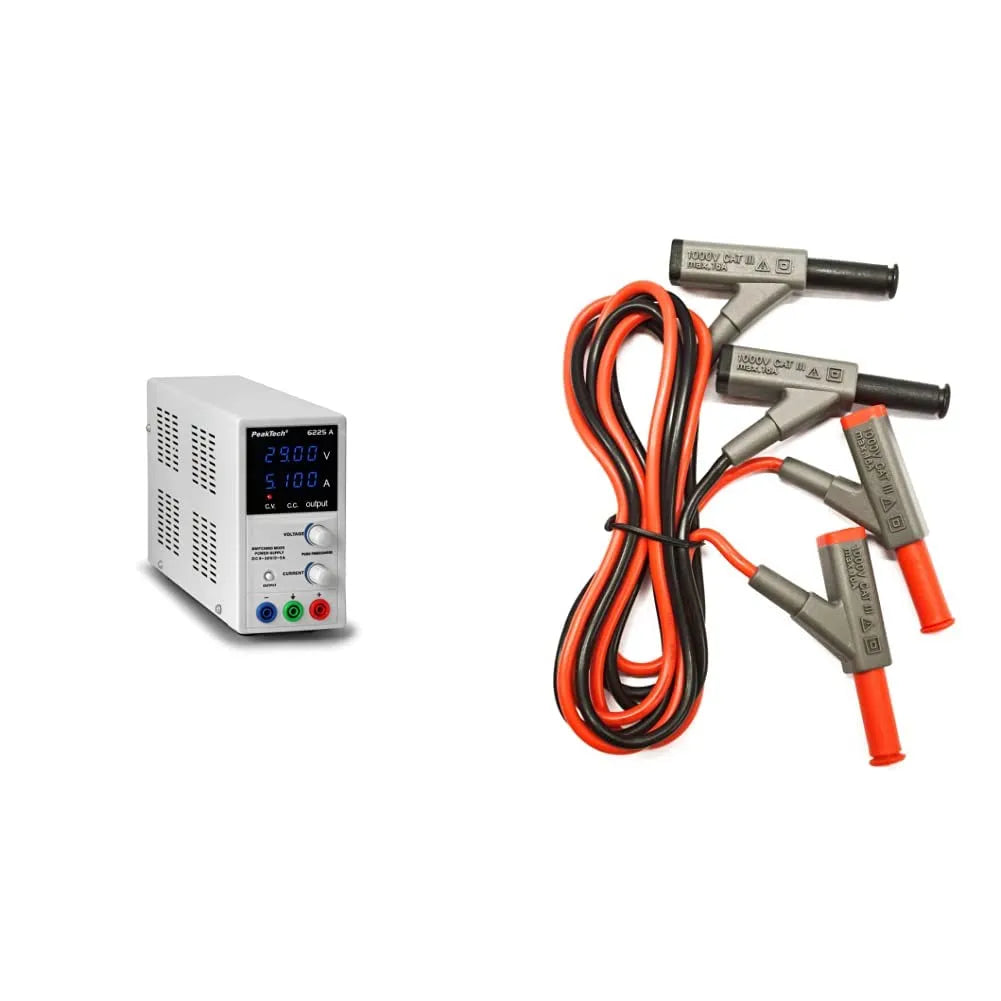 PeakTech Regelbares DC-Labornetzgerät und Tischnetzteil, 0-30V, 1000 V, für Elektroniktest und Reparatur, mit Digitalanzeige, 6225 A, 0-5A