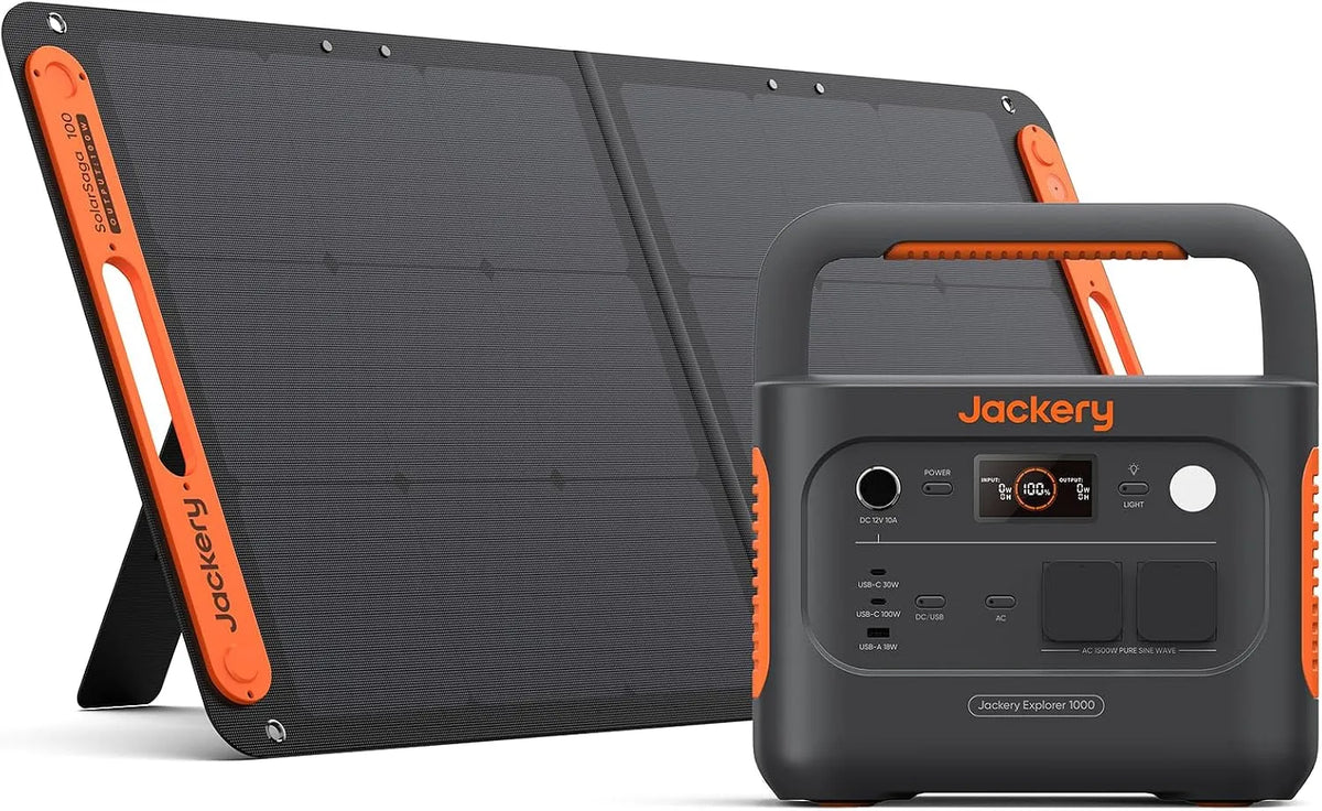 Jackery Explorer 1000 v2 Powerstation Tragbare Powerstation und Solargenerator, 100W, solarbetrieben