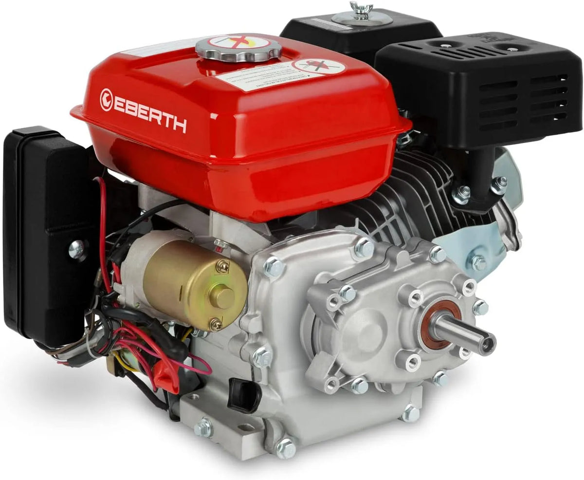 EBERTH 6,5 PS 4,8 kW Benzinmotor Standmotor Kartmotor mit Reduktionsgetriebe 2, Benzin Motor, 19,05 mm Ø Welle, 1, E-Start