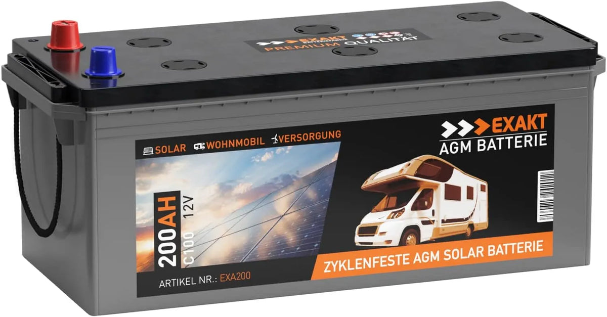 Versorgungsbatterie und Solar- und Freizeitakku, 200Ah, solarbetrieben, 180Ah, 12V, für Camping und Wohnmobil