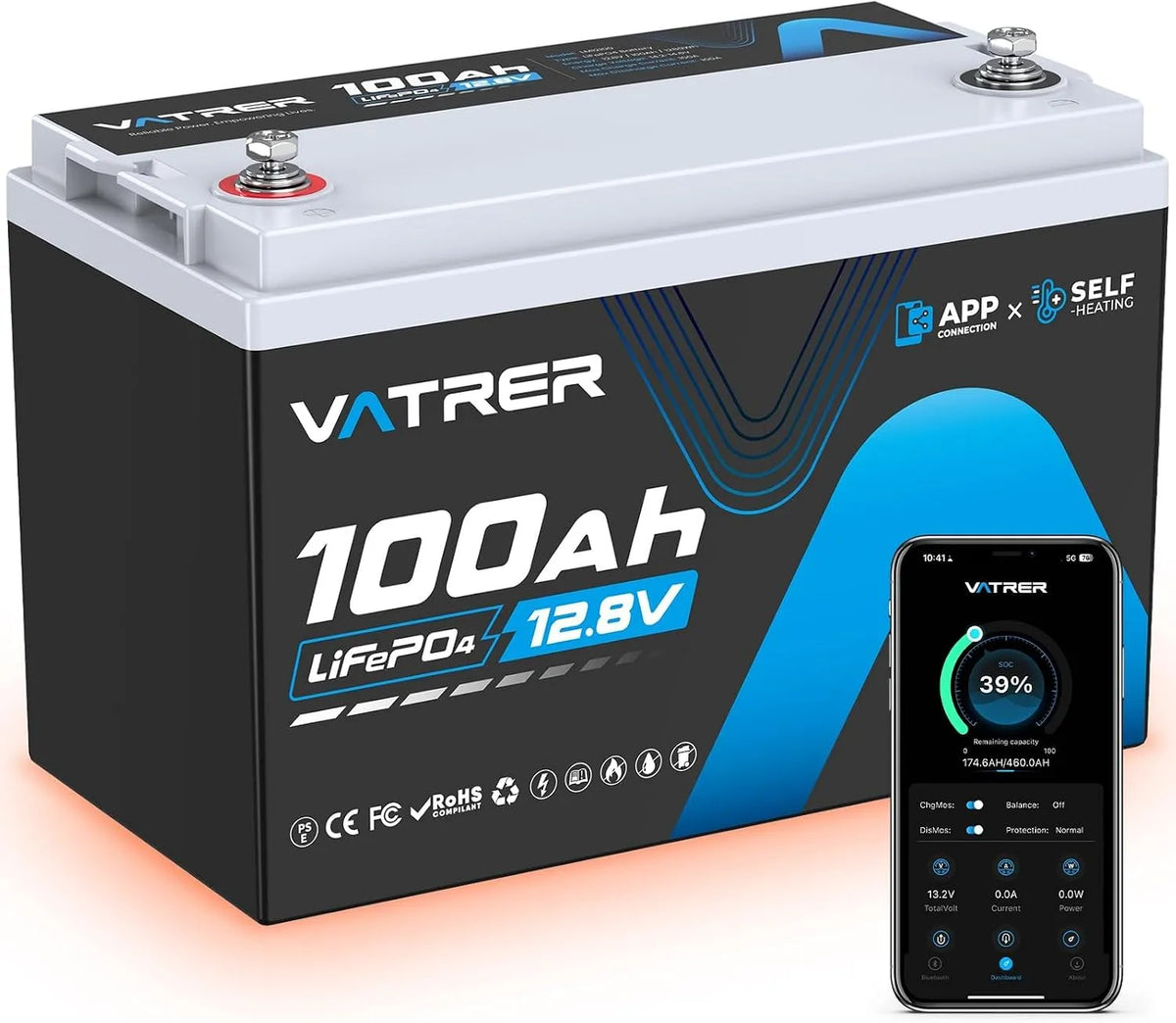 LiFePO4 LiFePO4-Batterie und Solar-Speicherbatterie, 100Ah, 12.8V