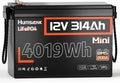 LiFePO4 LiFePO4-Batterie und Solar-Speicherbatterie, 314Ah, solarbetrieben, mit BMS, 12V, 200A, für Camping und Wohnmobil