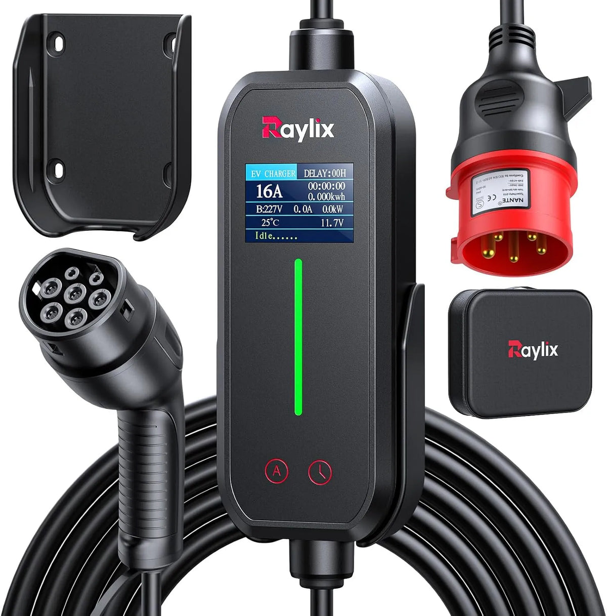 Typ-2-Ladekabel für Elektroautos und Mode-3-EV-Kabel, 11kW, 8A, dreiphasig, Typ 2, 16A, 7m