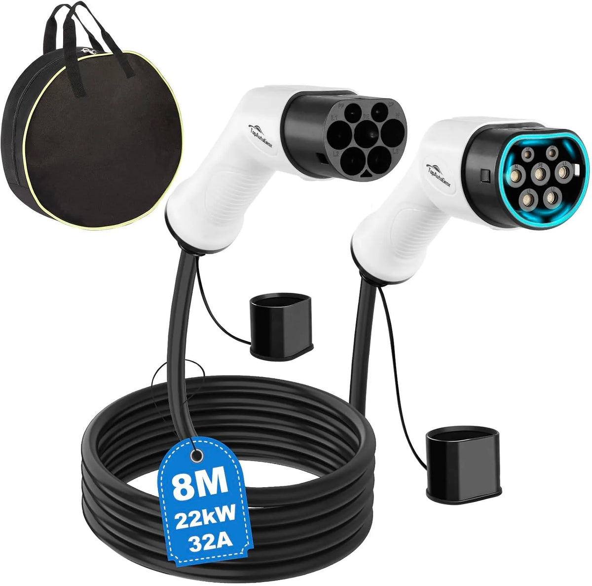 Model X/Y/S/3 Typ-2-Ladekabel für Elektroautos und Mode-3-EV-Kabel, dreiphasig, 22kW, 32A, 8m, IP65, Typ 2