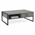 Couchtisch 120x60x40 cm MDF Holzwerkstoff Grau mit Schublade und Metallgestell