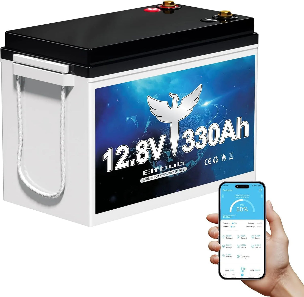 Lifepo4 LiFePO4-Batterie und Solar-Speicherbatterie, solarbetrieben, 4224Wh, 12V, 330A, 200A, mit BMS