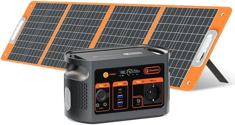LiFePO4 Tragbare Powerstation und Solargenerator, solarbetrieben, 179,2Wh, 300W, 100W, Schnellladefunktion, für Camping und Wohnmobil