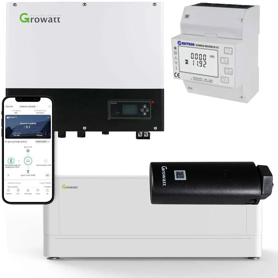 Growatt SPH4000TL Hybrid-Solarwechselrichter und MPPT-Ladewechselrichter, 2.56kWh, solarbetrieben, 4kW