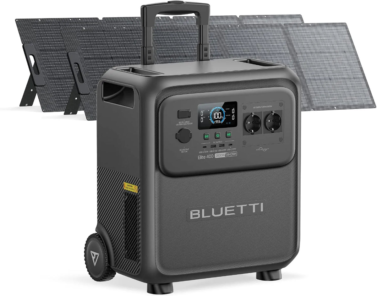 BLUETTI Elite 400 Powerstation mit Tragbare Powerstation und Solargenerator, 3840Wh, 2600W, 3900W, solarbetrieben