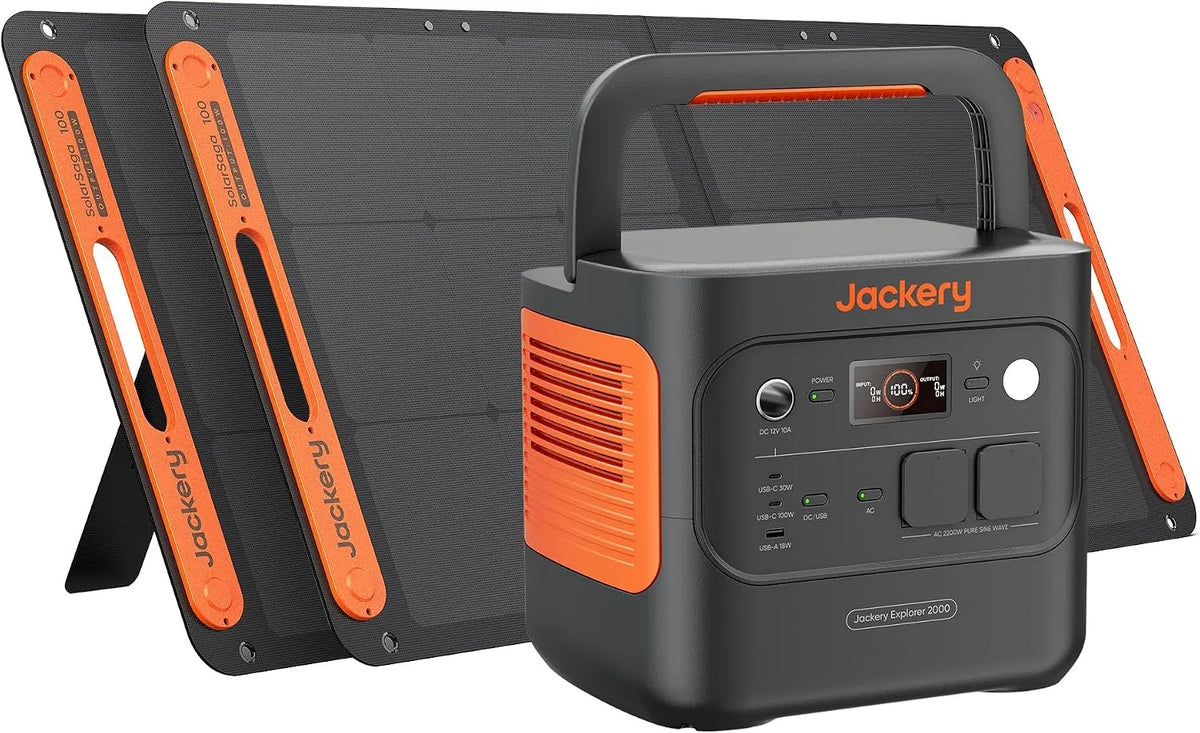 Jackery Explorer 2000 v2 Powerstation Tragbare Powerstation und Solargenerator, 100W, solarbetrieben