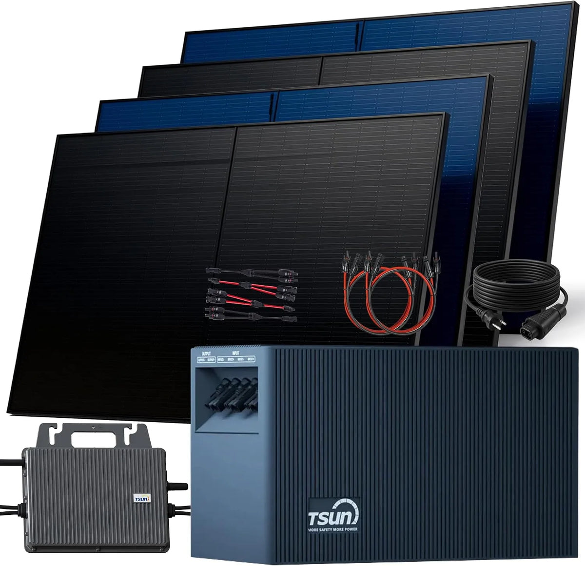 SOLARCAN TSOL-DCU2000Lite Balkonkraftwerk-Komplettset und Photovoltaiksystem, 2,01 kWh, bifazial, 2000W, 500W