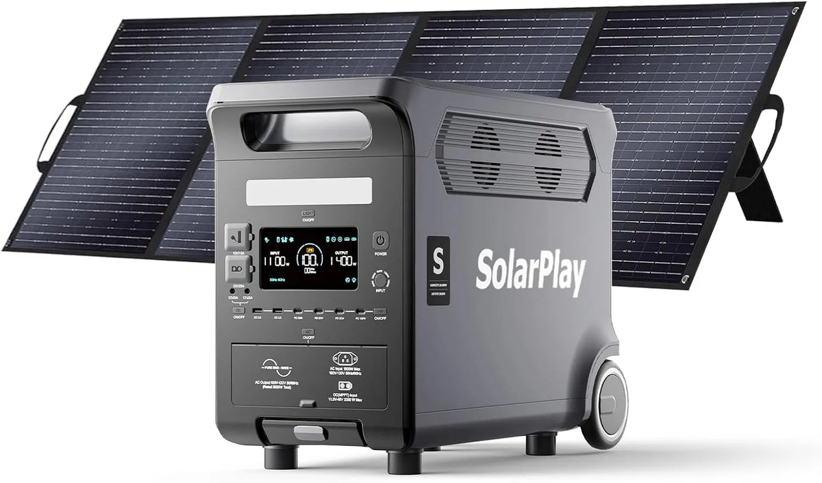 Solargenerator LiFePO4-Akku Tragbare Powerstation und Solargenerator, 3840Wh, 400W, 3600 W, solarbetrieben, für Camping und Wohnmobil