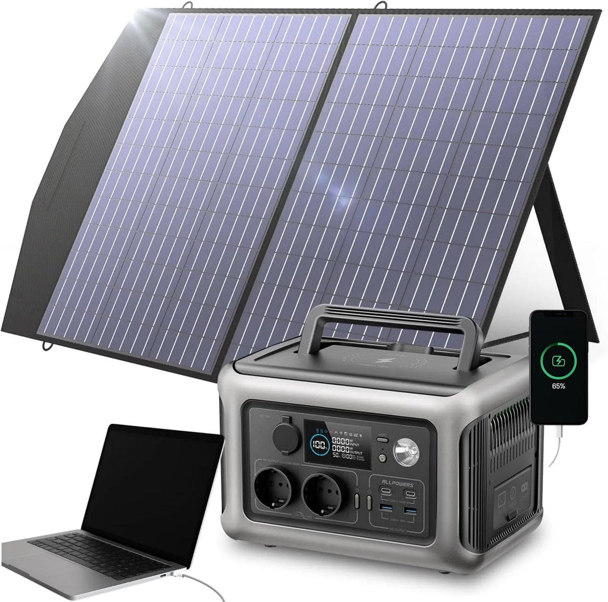 Humpti R600 Tragbare Powerstation und Solargenerator, 1200 W, solarbetrieben, für Camping und Wohnmobil