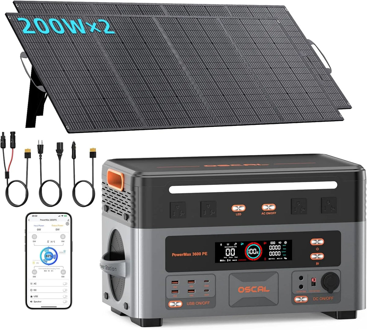 LiFePO4 Tragbare Powerstation und Solargenerator, 2016Wh, 3600W, solarbetrieben, 7200W
