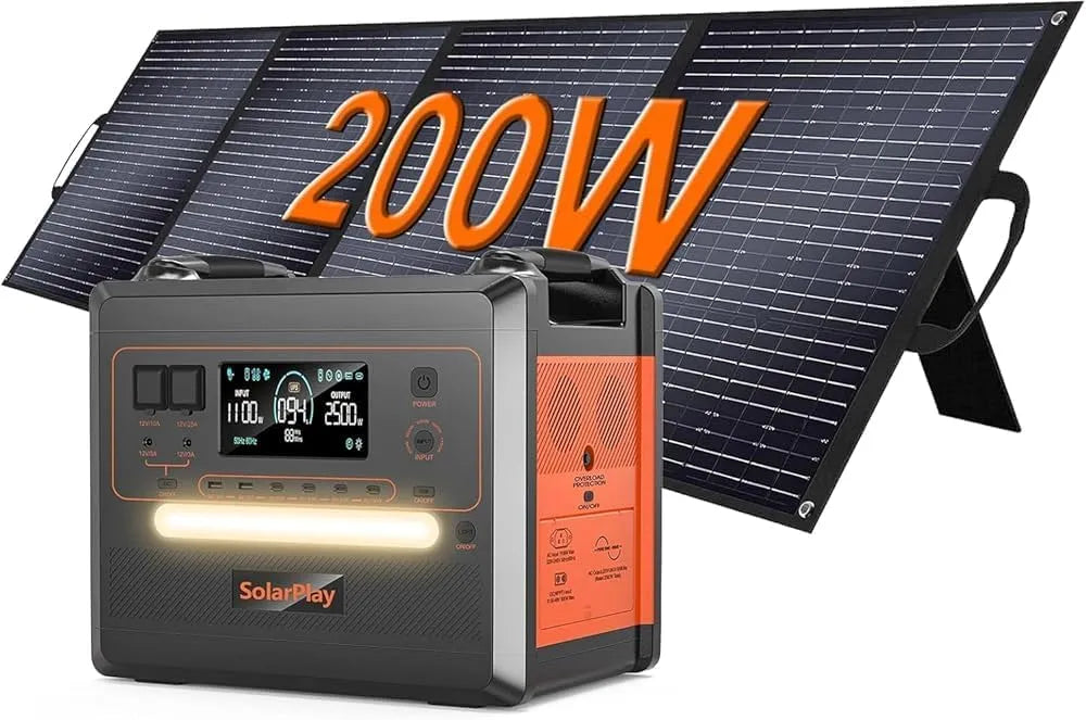 Ausgang LiFePO4 Tragbare Powerstation und Solargenerator, 2300Wh, 200W, für Camping und Wohnmobil, solarbetrieben, Schnellladefunktion, 2500W