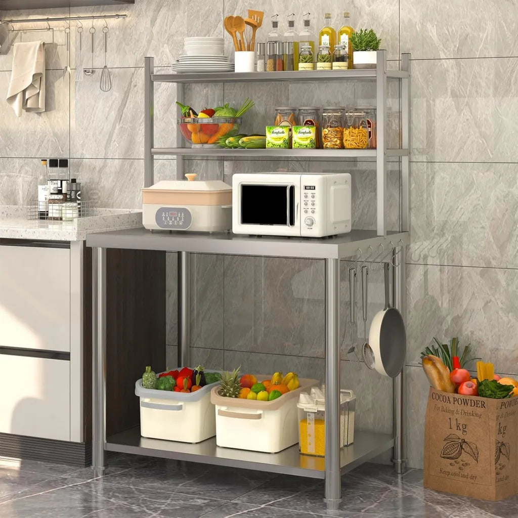 Professioneller Edelstahl-Küchentisch 76x60x138 cm mit zwei Ablagen für Gastronomie